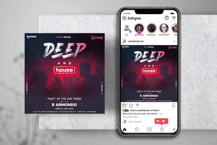 House Party Instagram Flyer PSD