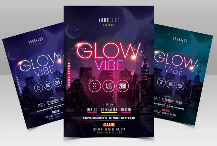 Glow Vibe Party Flyer PSD