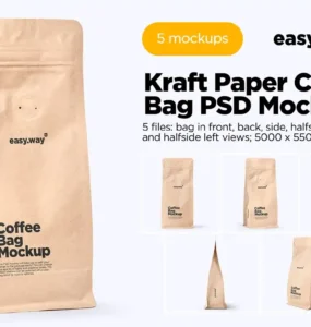 Kraft Paper Coffee Bag Mockups Set