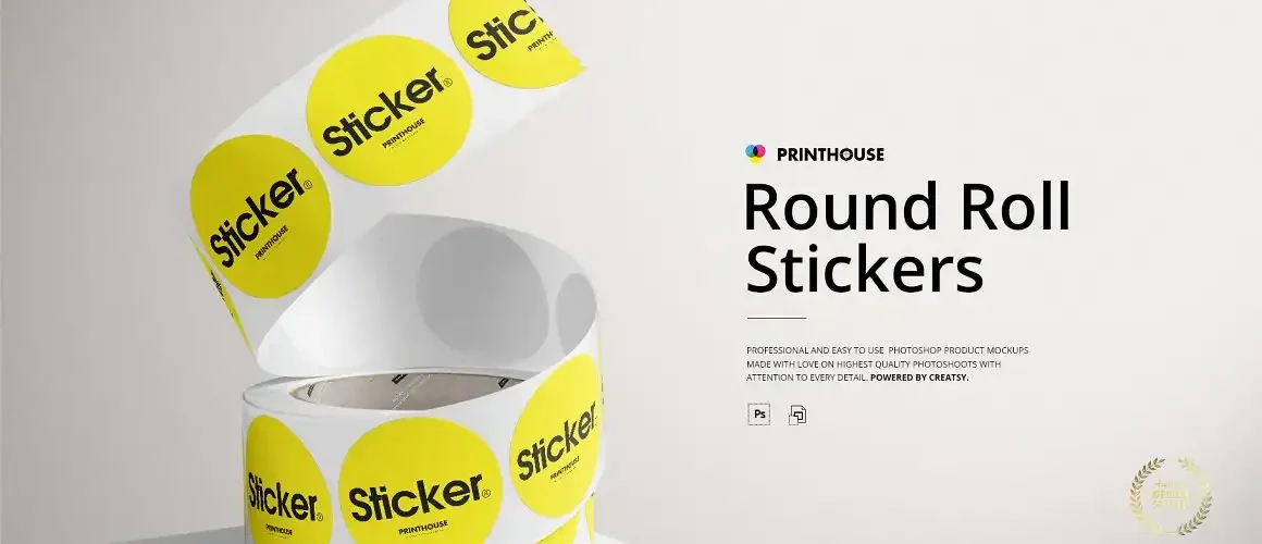 Round Roll Stickers Mockup Set