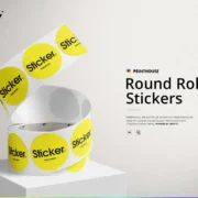 Round Roll Stickers Mockup Set