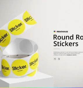 Round Roll Stickers Mockup Set