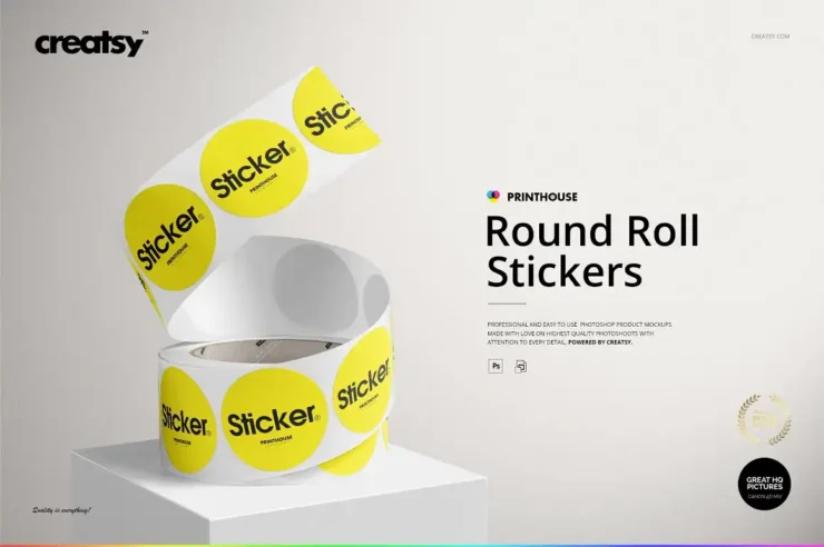 Round Roll Stickers Mockup Set