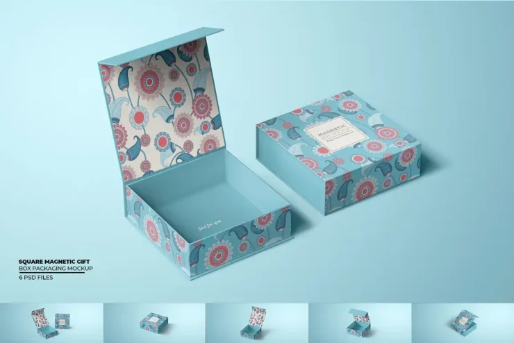 Square Magnetic Gift Box Mockup